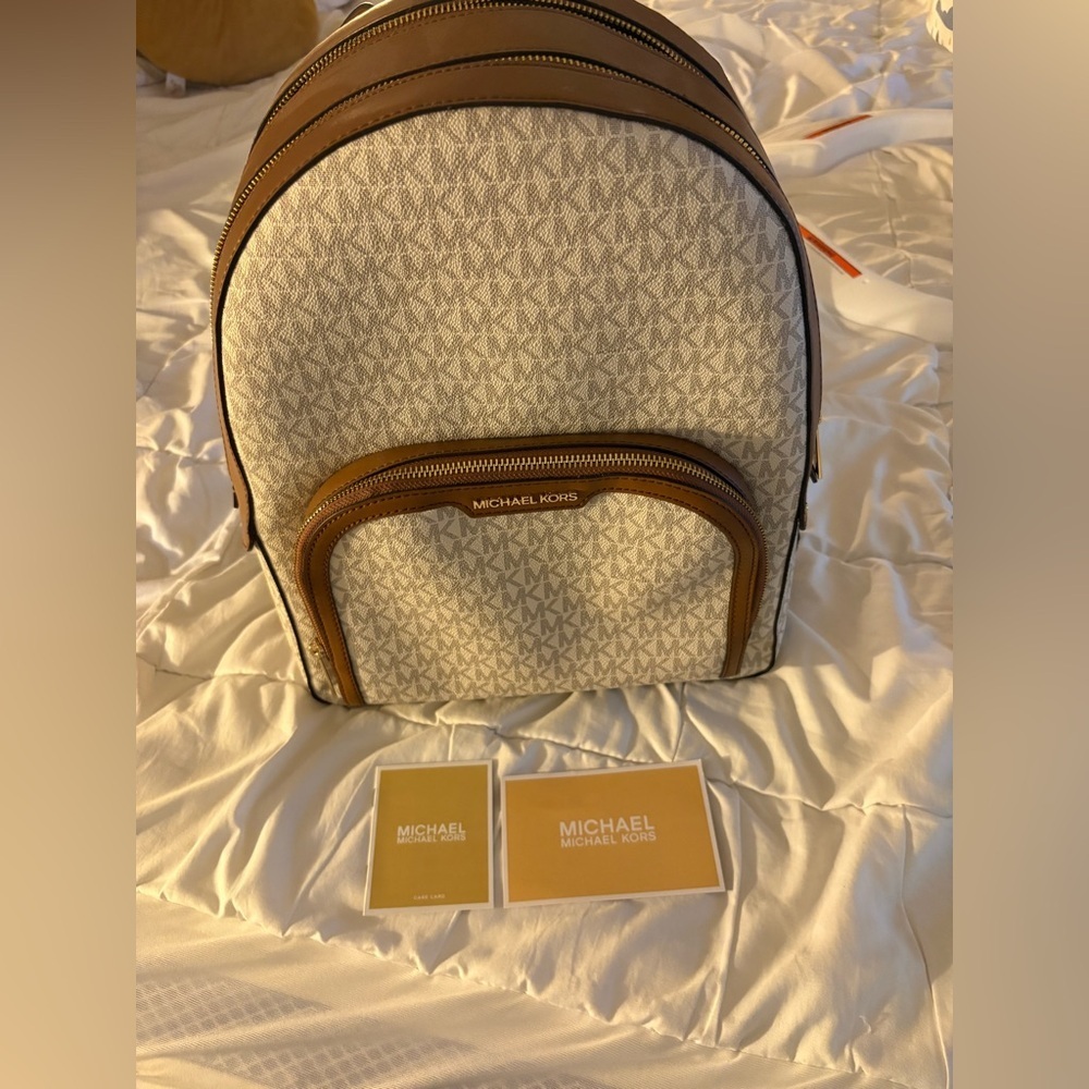 Michael kors logo leather backpack